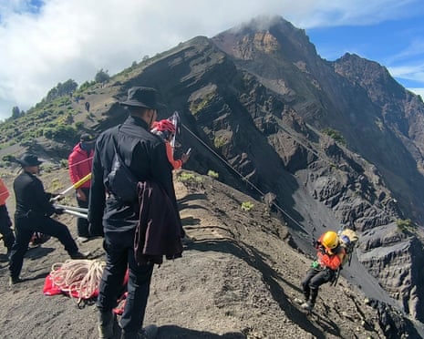 Rescuers search for a for Brazilian tourist who fell while hiking Mount Rinjani, Lombok Island