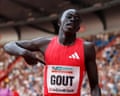 Australia's Gout Gout celebrates winning the men's 200m at the Ostrava Golden Spike meet in the Czech Republic. 