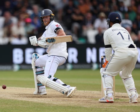 England India Cricket<br>England captain Ben Stokes plays a shot on day five of the first cricket test match between England and India at Headingley in Leeds, England, Tuesday, June 24, 2025. (AP Photo/Scott Heppell)