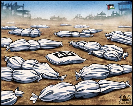 Ben Jennings on the Palestinians killed while waiting for aid – cartoon